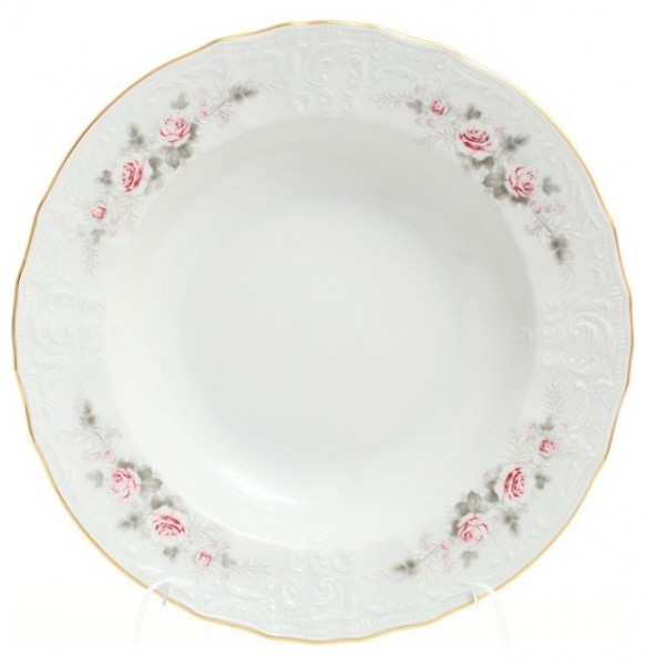 Набор тарелок 23 см 6 шт глубокие  Thun &quot;Бернадотт /Серая роза /золото&quot; / 012499