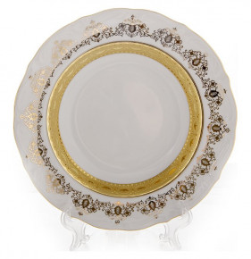 Набор тарелок 22 см 6 шт глубокие  Bavarian Porcelain "Мария-Тереза /Белая /Золотой орнамент с лентой" / 103889