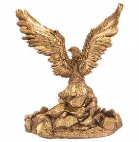 Фигурка 37 см с подставкой под мелочи  LEFARD "Орёл на камнях с поднятыми крыльями" /бронза с позолотой / 299057