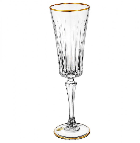 Бокалы для шампанского 210 мл 6 шт  RCR Cristalleria Italiana SpA &quot;Таймлесс /Отводка золото&quot; / 247575