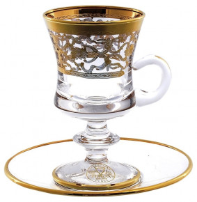 Набор чайных пар 6 шт н/н  RCR Cristalleria Italiana SpA "Timon /С золотом" / 156131