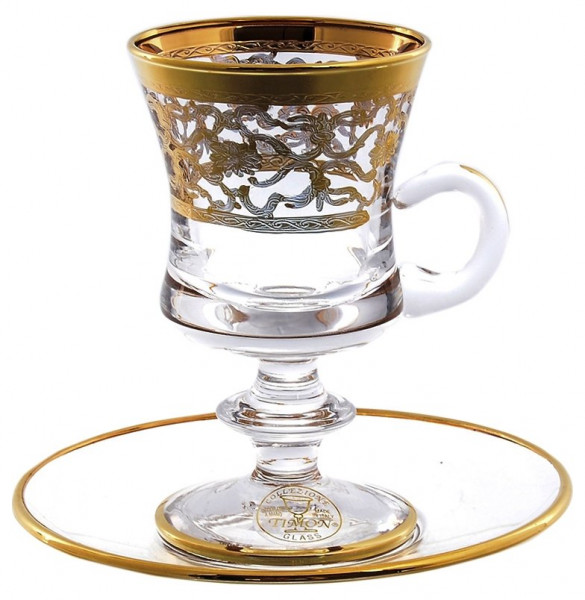 Набор чайных пар 6 шт н/н  RCR Cristalleria Italiana SpA &quot;Timon /С золотом&quot; / 156131