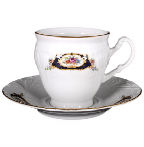 Набор чайных пар 220 мл 6 шт высокие  Bohemia Porcelan Moritz Zdekauer 1810 s.r.o. "Лиана /Синеглазка" / 087850