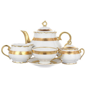 Чайный сервиз на 6 персон 15 предметов  Leander "Офелия /Золотая лента" (чашка на высокой ножке) / 323768