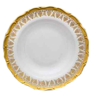 Блюдо 32 см круглое глубокое  Bohemia Porcelan Moritz Zdekauer 1810 s.r.o. &quot;Анжелика /Золотые узоры&quot; / 027634