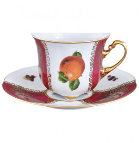 Чашка чайная 1 шт  Royal Czech Porcelain "Болеро /Фрукты /Красные листики" / 204906
