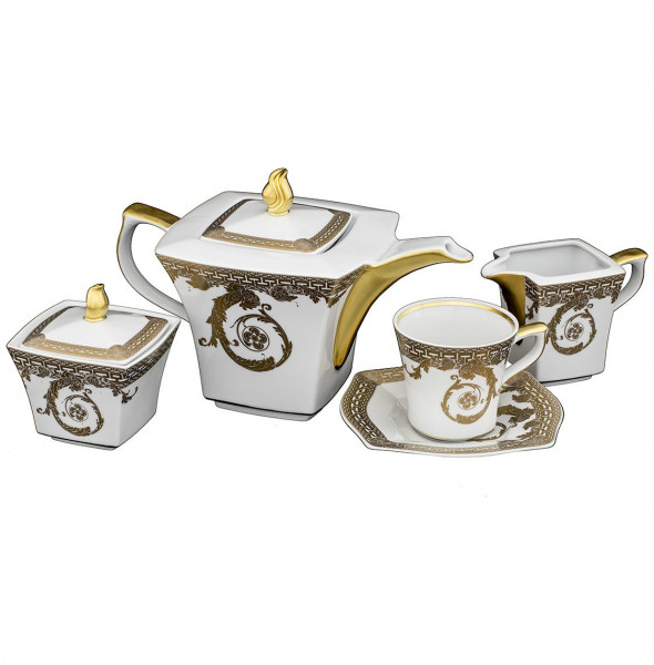 Чайный сервиз на 6 персон 15 предметов  Royal Czech Porcelain &quot;Львов /Арабеска /золото&quot; / 204632