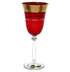 Бокалы для красного вина 250 мл 6 шт красные  Star Crystal "Анжела /Матовая полоса /золото" / 133066