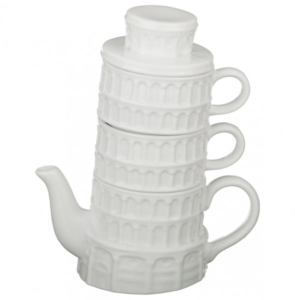 Чайный набор на 2 персоны 3 предмета (чайник 300 мл + 2 чашки по 150 мл)  LEFARD &quot;Пизанская башня&quot; / 194465