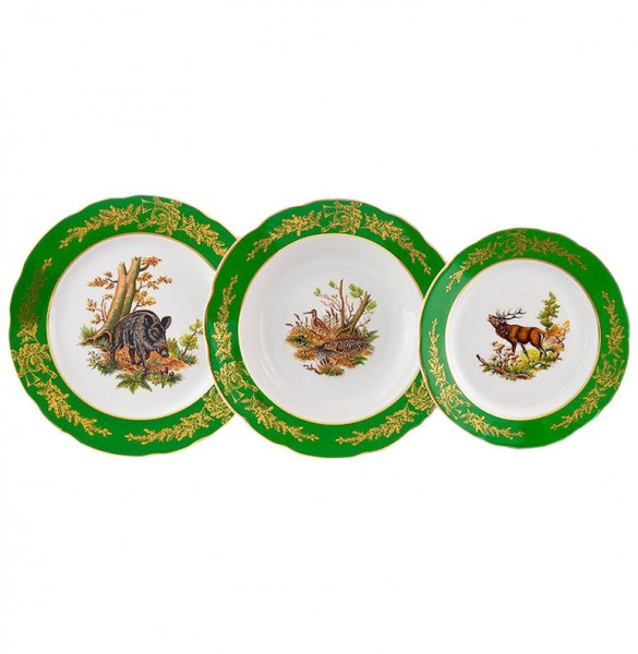 Набор тарелок 18 предметов (19, 23, 25 см)  Leander &quot;Мэри-Энн /Охота зелёная&quot; / 157770