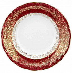 Набор тарелок 24 см 6 шт глубокие  МаМ декор "Фредерика /Золотые листики на красном" / 252545