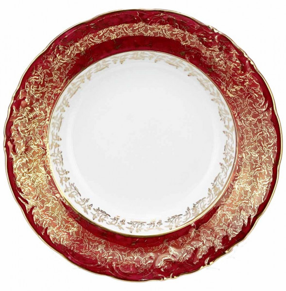 Набор тарелок 24 см 6 шт глубокие  МаМ декор &quot;Фредерика /Золотые листики на красном&quot; / 252545