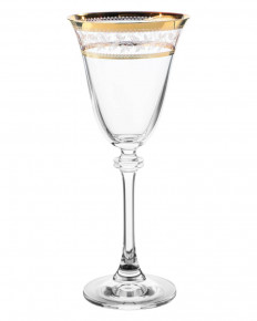 Бокалы для белого вина 185 мл 6 шт  Crystalite Bohemia "Александра /Золотые листики" / 036341