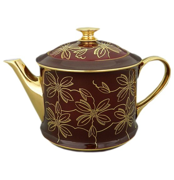 Заварочный чайник 400 мл  Leander &quot;Виндзор /Золотые цветы /бордо&quot; / 158682