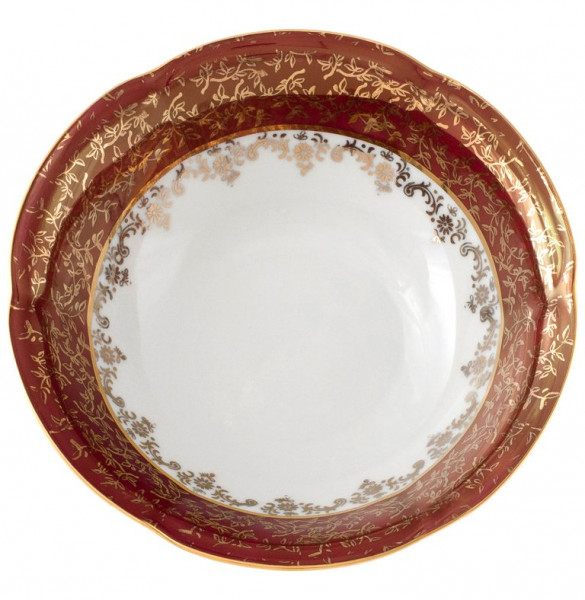 Салатник 16 см  Royal Czech Porcelain &quot;Болеро /Красный /Золотые листики&quot; / 203671