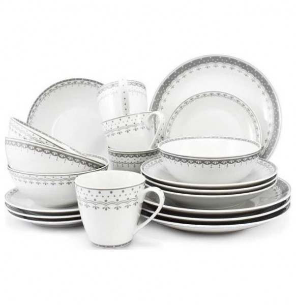 Набор посуды на 4 персоны 20 предметов  Leander &quot;Hyggelyne /Серый узор&quot; / 158495