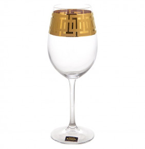 Бокалы для белого вина 350 мл 6 шт  Crystalite Bohemia "Гастро /Золотой орнамент" / 104840