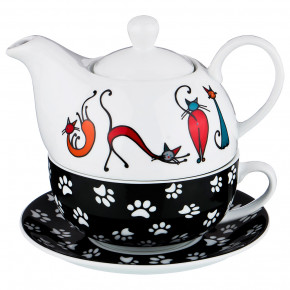 Чайный набор 3 предмета (чайная пара 300 мл + чайник 450 мл)  LEFARD "Кошки" / 186930