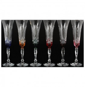 Бокалы для шампанского 180 мл 6 шт разноцветные  Crystalex CZ s.r.o. "Виктория /Цветочная фантазия" / 088395