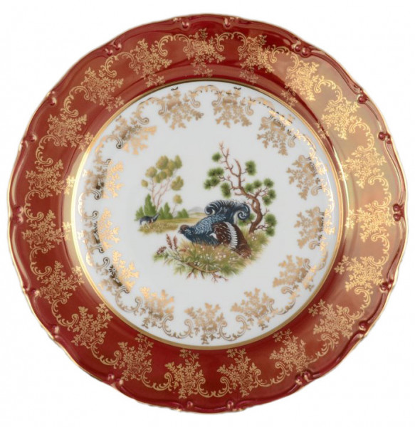 Набор тарелок 25 см 6 шт  Bohemia Porcelan Moritz Zdekauer 1810 s.r.o. &quot;Магнолия /Охота красная&quot; / 038335