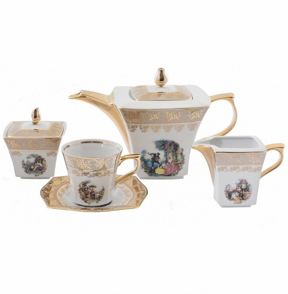 Чайный сервиз на 6 персон 15 предметов  Royal Czech Porcelain &quot;Львов /Барокко бежевое&quot; / 204656