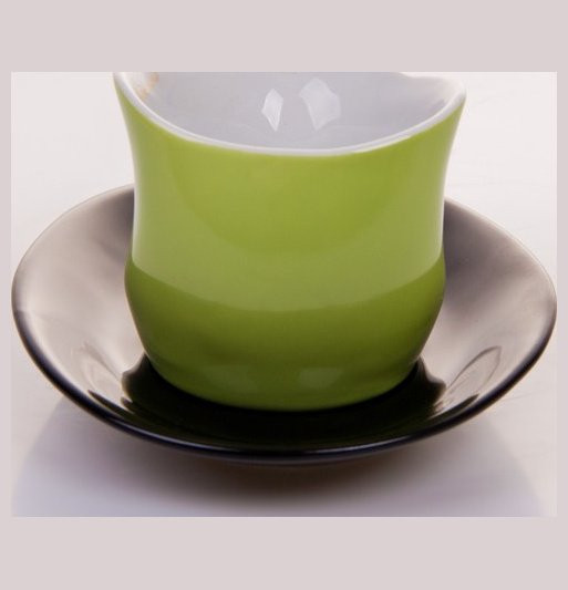 Набор кофейных пар 2 шт экспрессо  Weimar Porzellan &quot;Colani&quot; зелёные с чёрным  / 049605