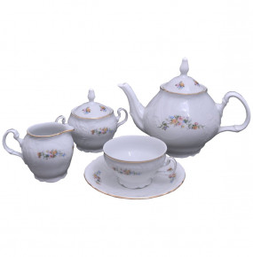 Чайный сервиз на 6 персон 15 предметов  Thun "Бернадотт /Весенний цветок" / 005989