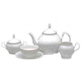 Чайный сервиз на 6 персон 15 предметов  Thun "Бернадотт /Отводка золото"(чашка 220 мл, чайник с дырочками) / 098907