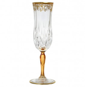 Бокалы для шампанского 6 шт  RCR Cristalleria Italiana SpA "Timon /Опера золото" янтарная ножка / 128274