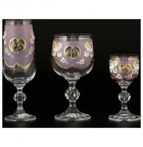Набор бокалов 18 предметов (50, 190, 180 мл)  UNION GLASS "Клаудия /Лепка розовая" / 053775