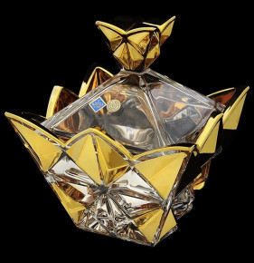 Ваза для конфет 19 см с крышкой  Bohemia Jihlava "Pyramid /С золотом" хрусталь Йиглава / 110369