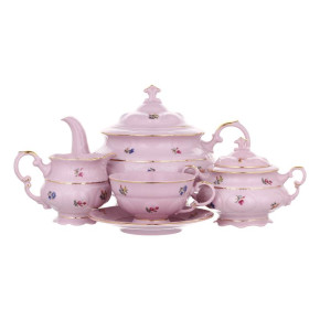 Чайный сервиз на 6 персон 15 предметов  Leander "Соната /Мелкие цветы" розовая / 196844