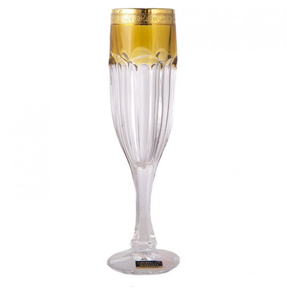 Бокалы для шампанского 150 мл 6 шт  Crystalite Bohemia &quot;Сафари /Жёлтые&quot; / 226443