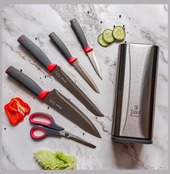 Набор кухонных ножей 5 предметов на подставке  Taller &quot;Беррингтон /TalleR&quot; / 338206
