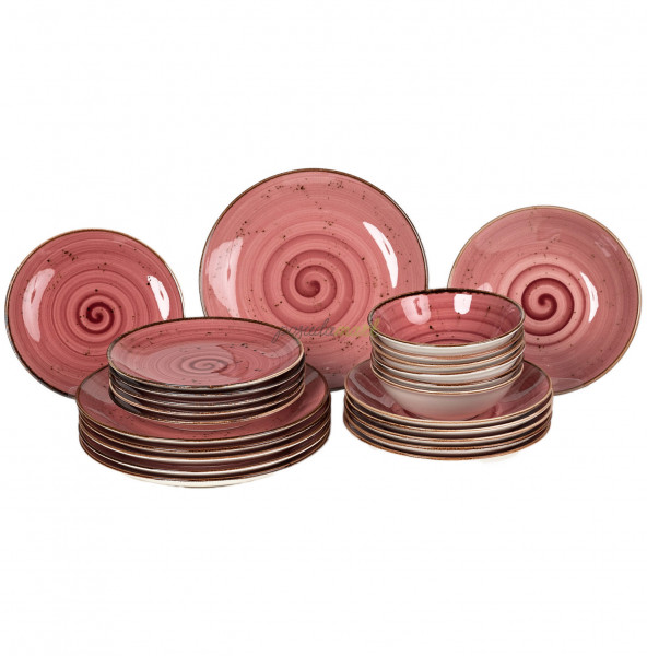 Набор тарелок 24 предмета на 6 персон  O.M.S. Collection &quot;TULU / Розовый реактив&quot;  / 296122