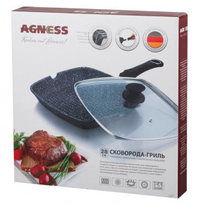 Сковорода-гриль 24 х 24 х 4 см с крышкой съемной ручкой индукция "Agness" / 205637