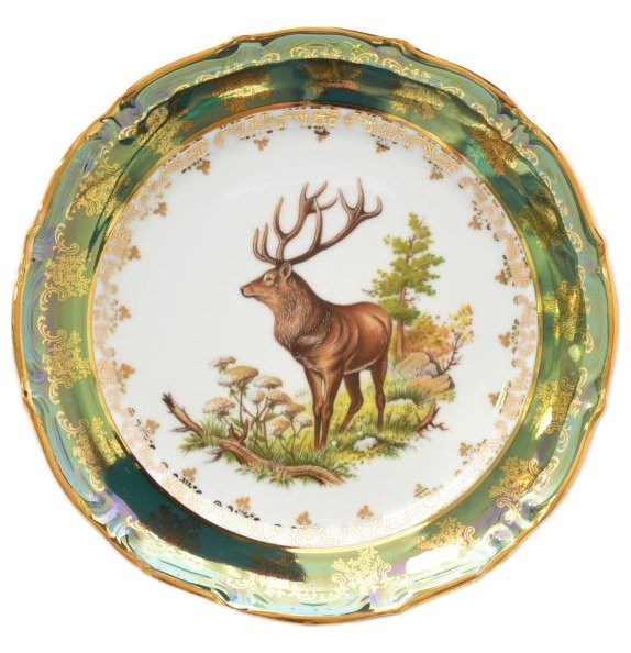 Набор тарелок 24 см 6 шт  Royal Czech Porcelain &quot;Фредерика /Охота зеленая&quot; / 204001