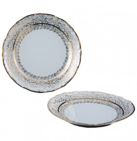 Набор тарелок 19 см 6 шт  МаМ декор "Фредерика /Золотые листики на белом" / 001882