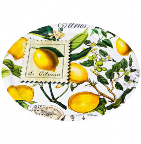 Поднос сервировочный 40 х 2 см круглый "Agness /Итальянские лимоны" / 195966