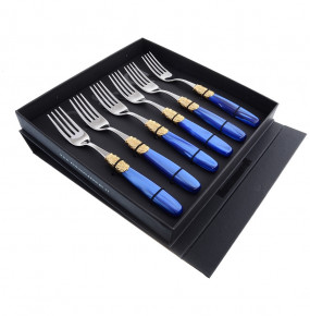 Столовые приборы 6 предметов Столовые вилки  Domus Design "D&D /Виктория" синяя ручка  / 201552