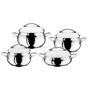 Набор посуды 8 предметов (18, 20, 22, 24 см) стеклянные крышки  O.M.S. Collection "BALL-SHAPED MODEL" / 295986