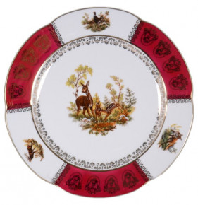 Набор тарелок 25 см 6 шт  Royal Czech Porcelain "Болеро /Охота красная" / 091273
