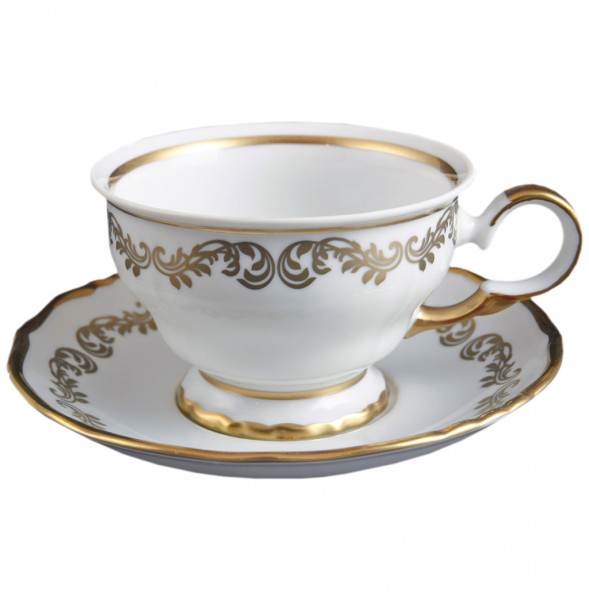 Набор чайных пар 220 мл 6 шт  Bohemia Porcelan Moritz Zdekauer 1810 s.r.o. &quot;Анжелика /Золотые вензеля&quot; / 002250