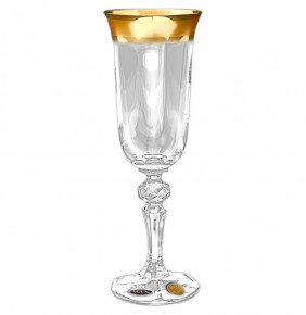 Бокалы для шампанского 150 мл 6 шт  Star Crystal "Кристина /Матовая полоса /золото" SC  / 119985