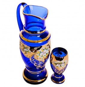 Набор для воды 7 предметов (кувшин + 6 стаканов)  Bohemia "Лепка синяя" / 043554