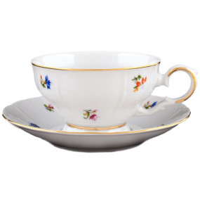 Набор чайных пар 160 мл 6 шт низкие  Bohemia Porcelan Moritz Zdekauer 1810 s.r.o. "Магнолия /Мелкие цветы" / 027391
