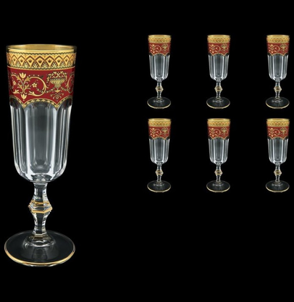 Бокалы для шампанского 190 мл 6 шт  Astra Gold &quot;Провенза /Империя /Красная&quot; / 030388