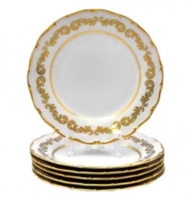 Набор тарелок 25 см 6 шт  Bohemia Porcelan Moritz Zdekauer 1810 s.r.o. "Анжелика /Золотые вензеля" / 027577