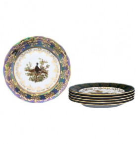 Набор тарелок 21 см 6 шт  Royal Czech Porcelain "Аляска /Охота зеленая" / 204840