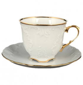 Набор чайных пар 200 мл 6 шт  Royal Czech Porcelain "Рококо /Отводка золото" / 096783